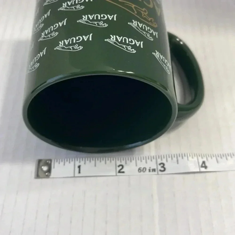 Set of 2 Jaguar Automotive Logo Coffee‎ Mugs Green/Gold Made in the USA